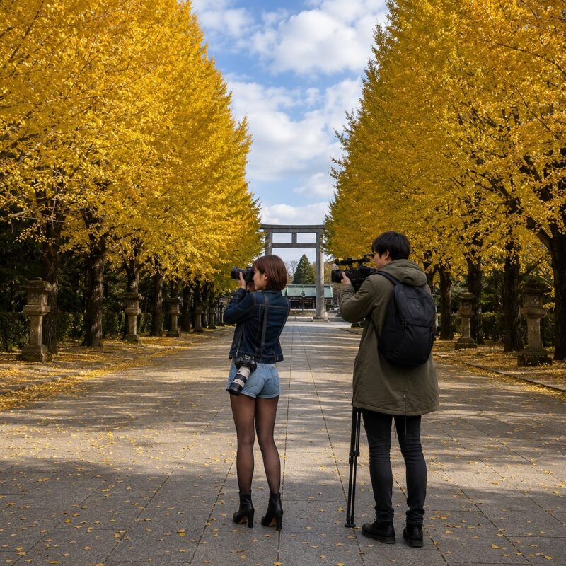 チーコと蒼井_靖国神社銀杏並木