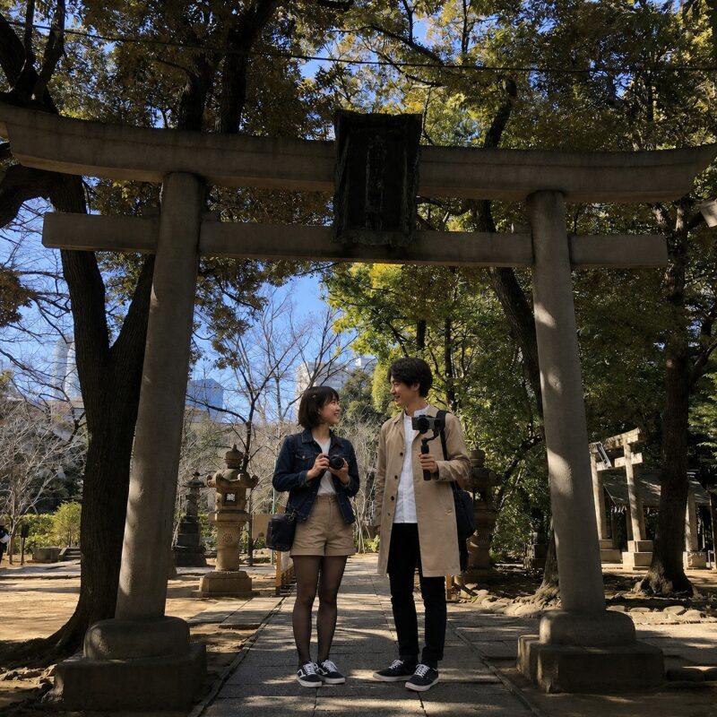 チーコと蒼井坂坂氷川神社第2鳥居(別時期)