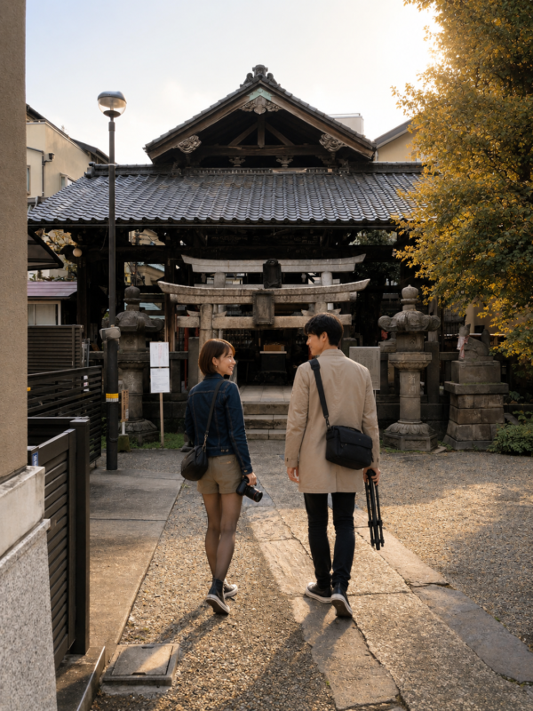 被官稲荷神社参道にて、プライベートのチーコと蒼井