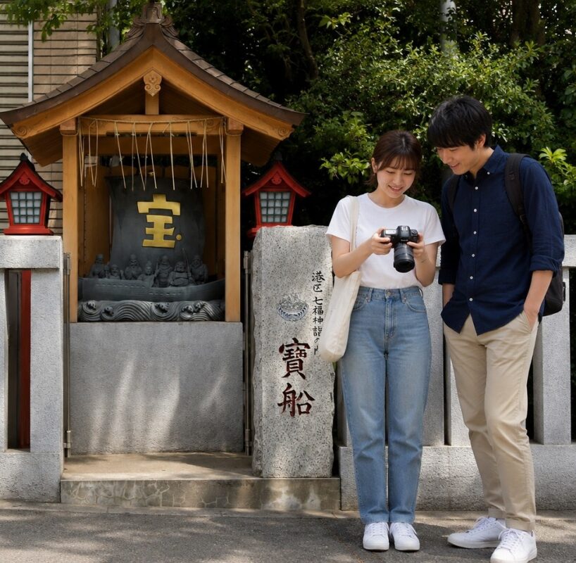 十番稲荷神社、宝船前にて
